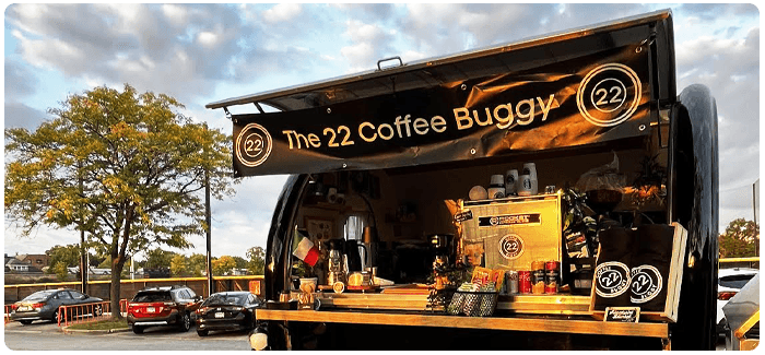 The 22 Coffee Buggy espresso trailer in Oak Park